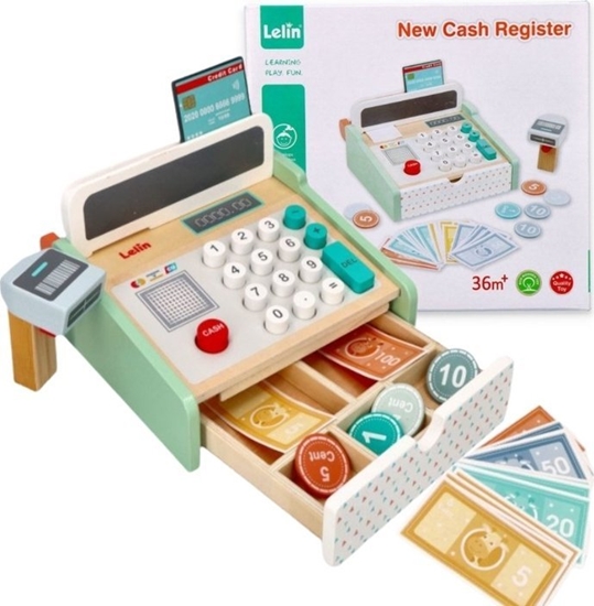 Picture of Lelin Pastelowa kasa fiskalna - drewniana zabawka