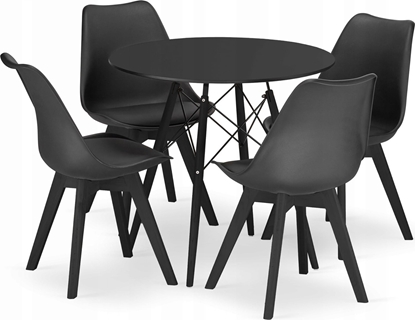 Picture of Leobert Zestaw stó okrgy TODI 80 czarny + 4 krzesa MARK czarne