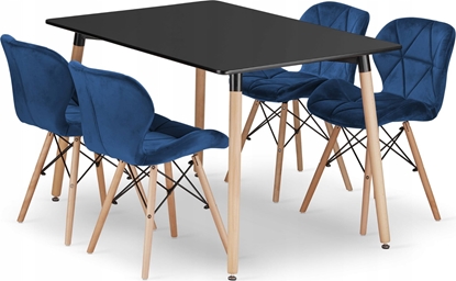 Picture of Leobert Zestaw stó prostoktny ADRIA 120x80 czarny + 4 krzesa LAGO granatowe