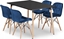 Attēls no Leobert Zestaw stó prostoktny ADRIA 120x80 czarny + 4 krzesa LAGO granatowe