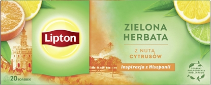 Attēls no Lipton Herbata LIPTON zielona, z nut cytrusów, 20 torebek