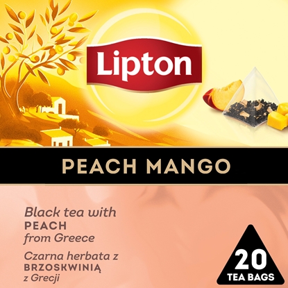 Attēls no Lipton Herbata LIPTON, piramidki, czarna, brzoskwinia z mango, 20 torebek