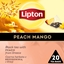 Attēls no Lipton Herbata LIPTON, piramidki, czarna, brzoskwinia z mango, 20 torebek