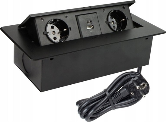 Picture of Listwa zasilajca Design Light EXT CORD 2PL+USB A+C 3M BLACK