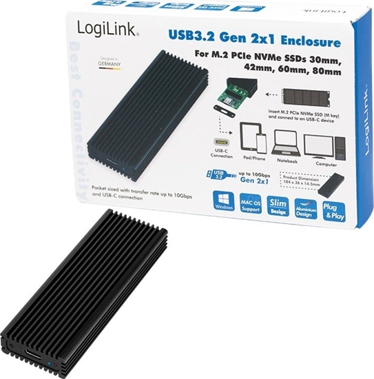 Picture of LogiLink LogiLink Geh.  (M.2 PCIe NVMe) USB 3.2 Black  ALU