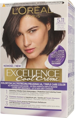 Изображение LOreal Paris Krem koloryzujcy do wosów Exellence 5.11 Ultra Popielaty Jasny Brz