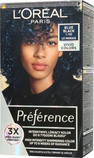 Изображение LOreal Paris Loreal Preference Vivid Colors Farba do wosów nr 1.102 Blue Black (Le Marais) 1op.