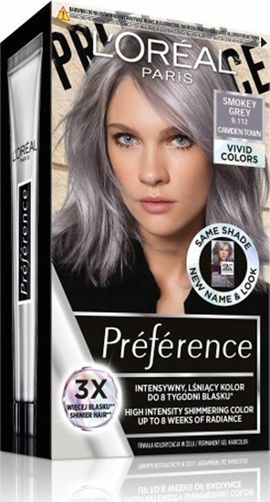 Изображение LOreal Paris Loreal Preference Vivid Colors Farba do wosów nr 9.112 Smokey Grey (Camden Town) 1op.