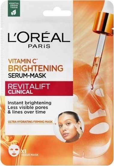 Изображение LOreal Paris L'Oreal Revitalift Clinical rozwietlajca maska-serum w pachcie z witamin C i kwasem salicylowym 26g