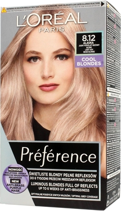 Изображение LOreal Paris Preference Farba do wosów 8.12 Alaska - Jasny Popielaty Beowy Blond 1op.