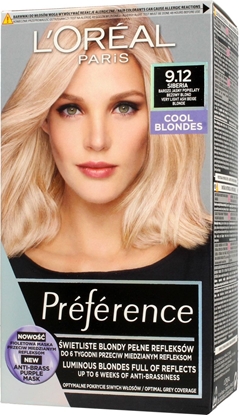 Изображение LOreal Paris Preference Farba do wosów 9.12 Siberia - Bardzo Jasny Popielaty Beowy Blond 1op.