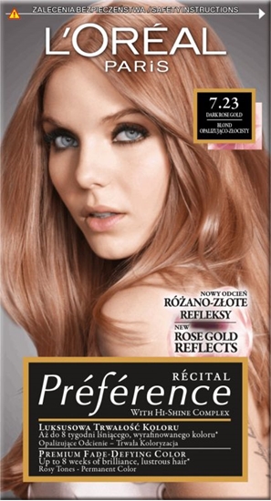 Изображение LOreal Paris Recital Preference Farba do wosów 7.23 Rich Rose