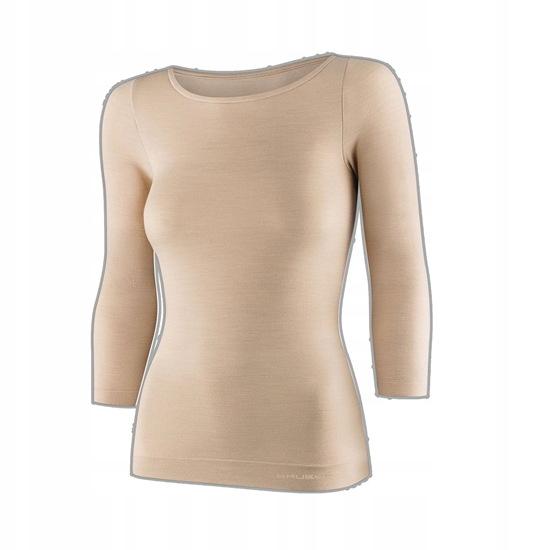 Picture of LS1628W Koszulka damska z rkawem 3/4 COMFORT MERINO beowy L