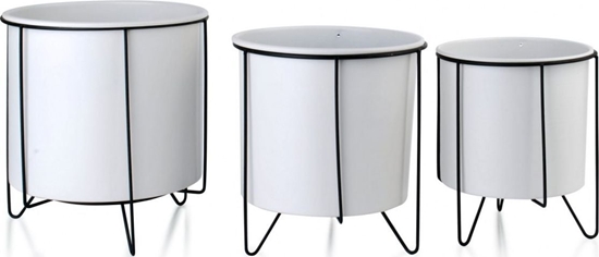 Picture of Lumarko Swen white&black kpl.3 osonek na stojaku 21x23/18x20/16x19,5cm!