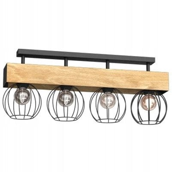 Изображение Lampa sufitowa Luminex Menton 1639 plafon lampa sufitowa 4x15W E27 czarny/drewniany