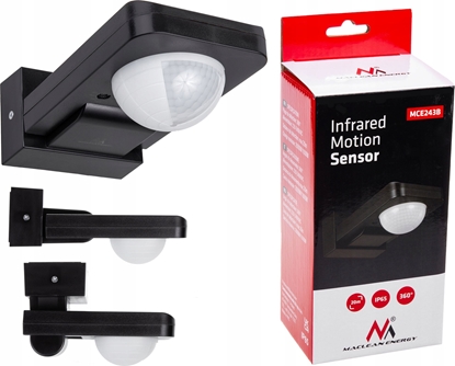 Изображение Maclean Czujnik ruchu PIR Maclean MCE243 B na podczerwie, IP65, max 2000W, czarny