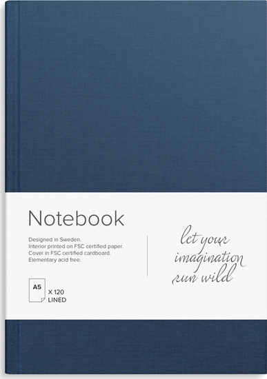 Изображение Mayland-Burde Burde Notesbog, blå tekstilpræg, linj., A5