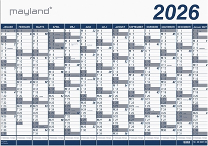 Изображение Mayland-Burde Kæmpekalender 1x13 mdr. PP-plast rør 2026