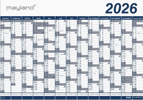 Изображение Mayland-Burde Kæmpekalender 1x13 mdr. PP-plast rør 2026