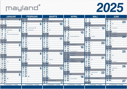 Изображение Mayland-Burde Kæmpekalender 2x6 mdr. PP-plast rør 2025