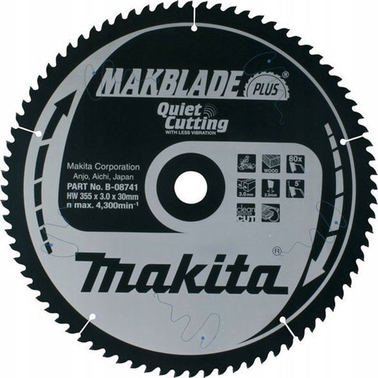 Изображение Makita MAKITA PIA TARCZOWA  355x30x80z MAKBLADE PLUS DREWNO