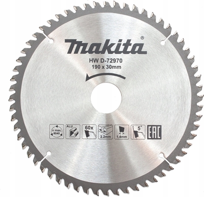 Изображение Griešanas disks alumīnijam Makita; 190x2,2x30,0 mm; Z60; 5°