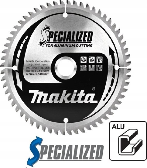 Изображение Makita MAKITA PIA TARCZOWA  160x20x60z SPECJALIZED ALUMINIUM