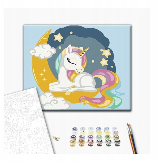 Изображение Malowanie po numerach BRUSHME, 30x40 cm, kids, tczowy jednoroec, 1 szt.
