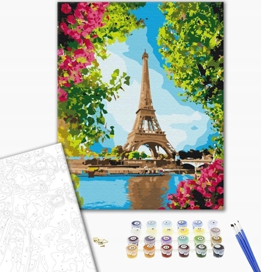 Picture of Malowanie po numerach BRUSHME, 40x50 cm, kwiatowy widok na wie Eiffla, 1 szt.
