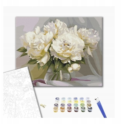 Picture of Malowanie po numerach BRUSHME, 40x50 cm, wymienita delikatno piwonii, 1 szt., w pudeku