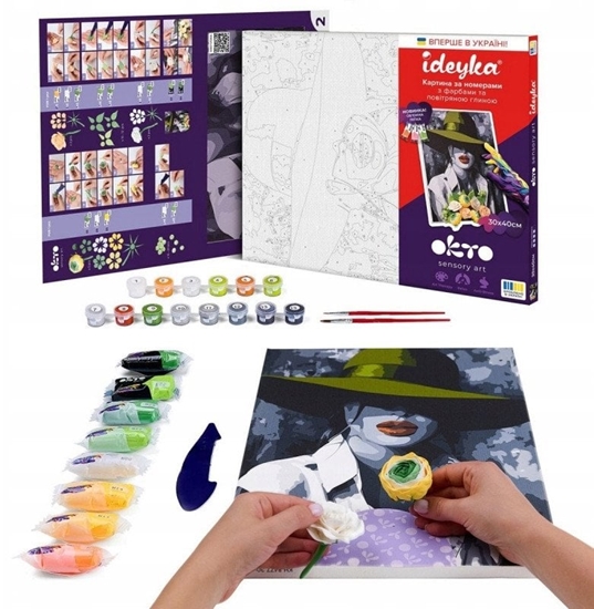 Picture of Malowanie po numerach IDEYKA&OCTO, 30x40cm, z glink, kobieta w kapeluszu, 1 szt.