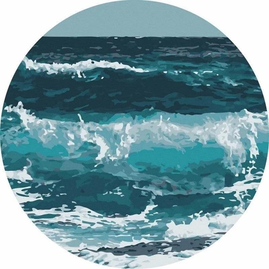 Picture of Malowanie po numerach okrge - Fale oceanu 40cm