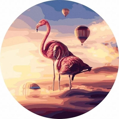 Picture of Malowanie po numerach okrge - Flamingi w górach