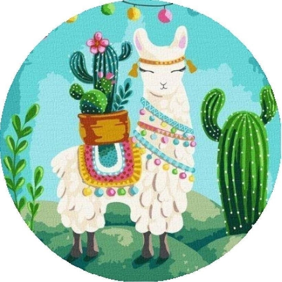 Picture of Malowanie po numerach okrge - Lama 40cm