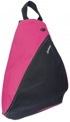 Attēls no Manhattan Dashpack Sling Backpack 12" (Clearance Pricing), Black/Pink, Padded Internal Pocket for Laptop up to 12"/Tablet, Zippered hip pockets, Earphone Pocket, Lightweight, Sporty, Padded Shoulder Strap, Three Year Warranty