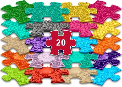 Picture of Mata Sensoryczna Ortopedyczna Zestaw 20w1 Mini Puzzle 20x Sensoryka Muffik / Mfk-051