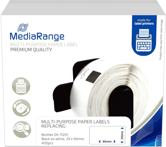 Picture of MediaRange ge Schriftband 29x90mm schwarz/wei Brother DK-11201 400Stk