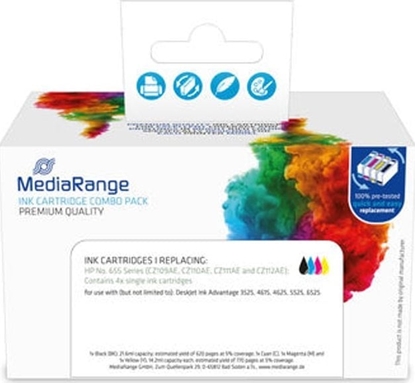 Picture of MediaRange MediaRange MRHP655 nabój z tuszem 4 szt. Zamiennik Czarny, Cyjan, Purpurowy, óty