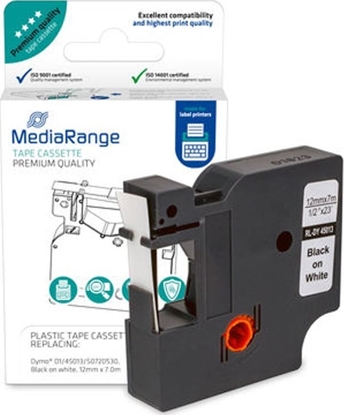 Attēls no Mediarange Schriftbandka. komp. Dymo 12mmx7m laminiert sw/ws