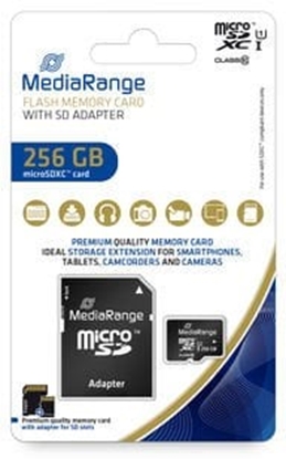Attēls no MediaRange SD MicroSD Card 256GB UHS-1 Cl.10 incl. Adapter