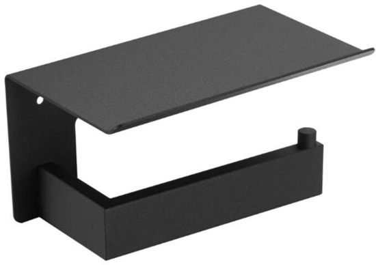 Изображение MEDICLINICS Harmonia AI2005B Tualetinio Popieriaus Laikiklis Su Lentyna, Juodas