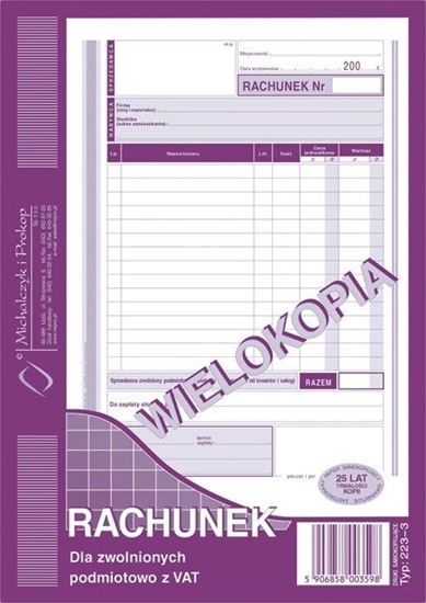 Picture of Michalczyk & Prokop Rachunek dla zwolnionych z VAT (pion) A5 80 (223-3)