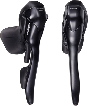 Изображение Microshift Klamkomanetki MICROSHIFT ADVENT, Para, 9.rzdowe, Nie kompatybilne z Shimano, Dual Control, Lewa Klamka Tylko z Dwigni Hamulca, Czarne (NEW)