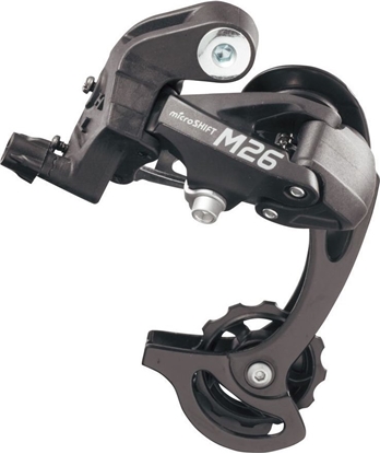 Attēls no Microshift Przerzutka Tylna MICROSHIFT, 7-8.rzdowa(1/2x7/8), Kompatybilna z Shimano, Krótki Wózek, Max. Tryb 28-36T, Min. Tryb 11-12T, Pojemno 39T (NEW)