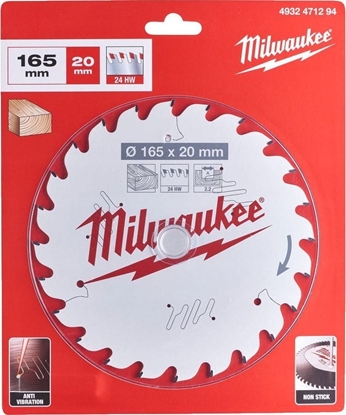Attēls no Griešanas disks kokam Milwaukee 4932471294; 165x20x2,2 mm; Z24; 15°