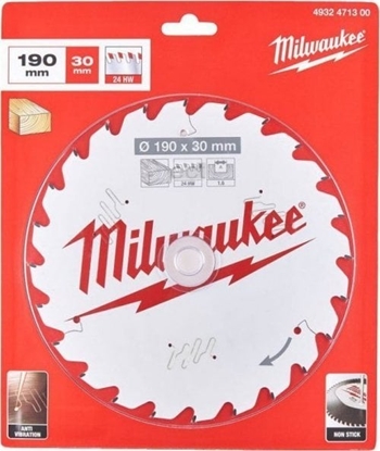 Attēls no Griešanas disks kokam Milwaukee 4932471300; 190x30x1,6 mm; Z24; 15°