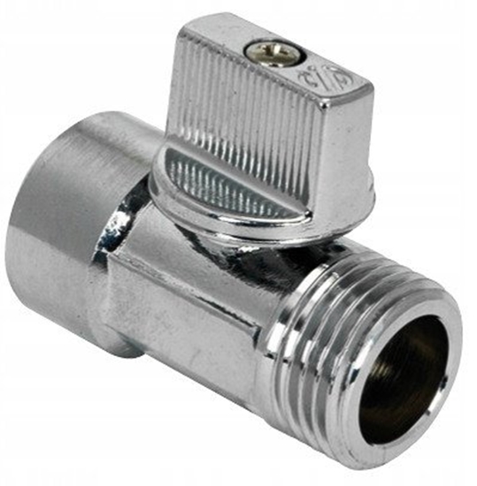 Picture of Mini zawór kulowy, 1/2GZ x GW, uchwyt chrom polerowany