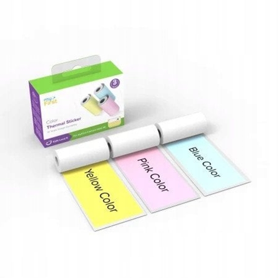 Изображение myFirst Camera Insta Wi Thermal Sticker Pink Blue Yellow- naklejki termiczne, wkady do Insta2/Wi/20 (3 kolorowe rolki x 3m)