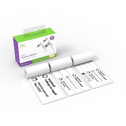 Attēls no myFirst Camera Insta Wi Thermal Sticker White with Strips (label) - naklejki termiczne, biae etykiety do Insta Wi (3 biae rolki x 3m)