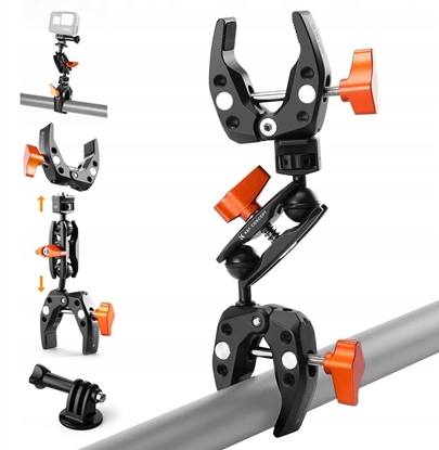 Изображение Mocowanie Uchwyt Imado 2x Zacisk Crab Clamp Magic Arm K&f 1.5kg 1/4" Ms25 / Kf31.096